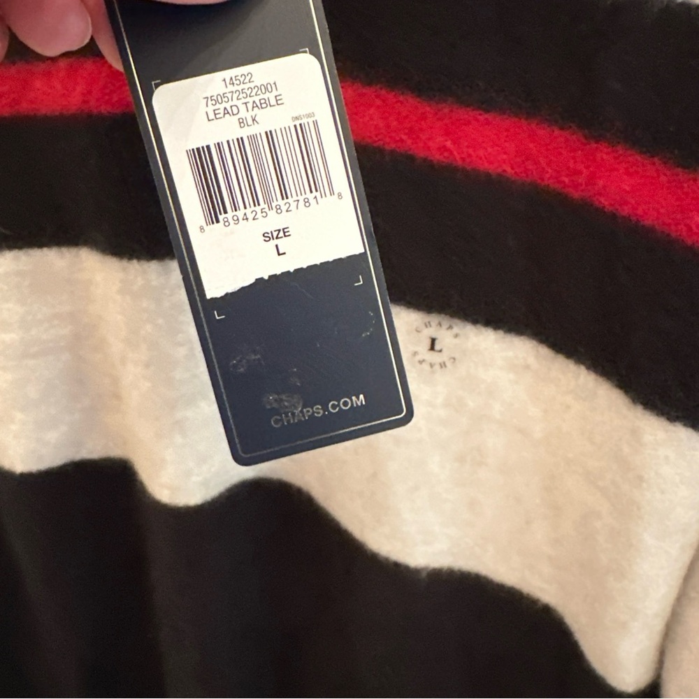 Chaps Ralph Lauren Pullover Fleece Sweatshirt Men's L  Black & Red NWT - Picture 7 of 12